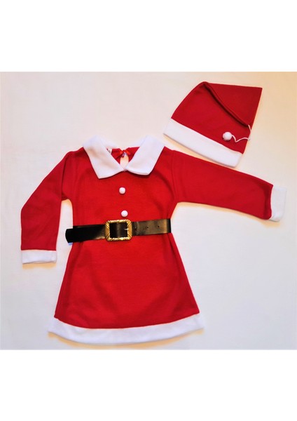 Kız Çocuk Şapkalı Noel Elbise Yılbaşı Elbisesi