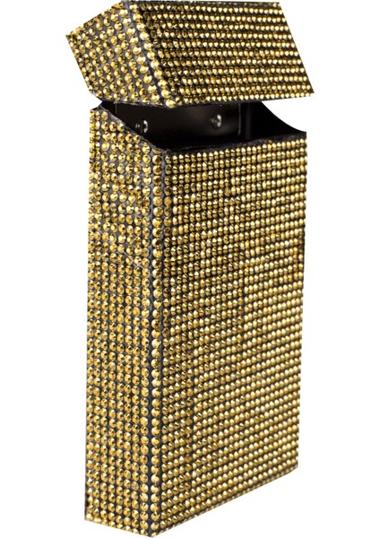 Kadın Gold Swarovski Taşlı Ince Sigara Kutusu