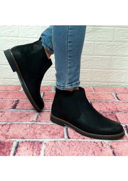 3502 Siyah Deri Bilekte Bağcıksız Lastikli Erkek Bot fiyatları