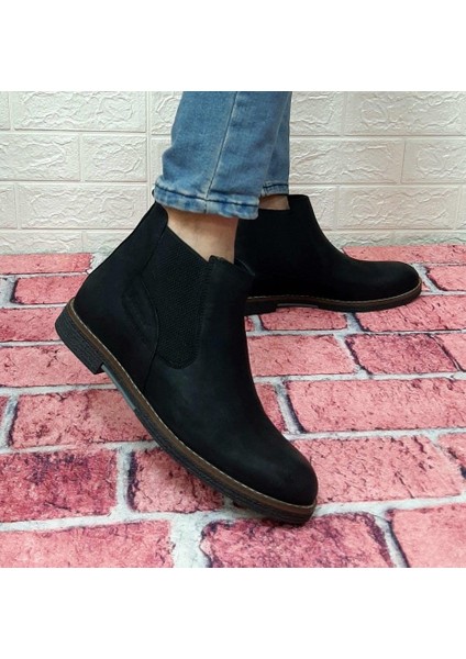 3502 Siyah Deri Bilekte Bağcıksız Lastikli Erkek Bot fırsatları