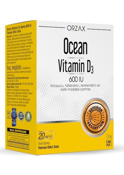 Ocean Vitamin D3 600 Iu 20 ml Sprey