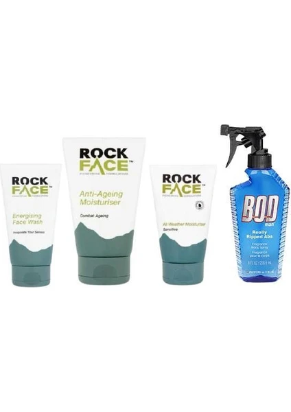 Rock Face Erkek Banyo Bakım Seti-Bodman Really Ripped Abs Vücut Spreyi 236ML