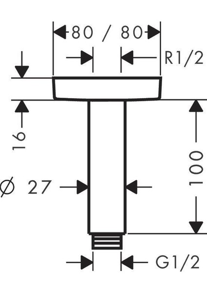 Tavan Bağlantısı E 100MM / Krom - HG27467000