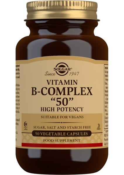 Vitamin B- Complex-50 Takviye Edici Gıda 50 Kapsül