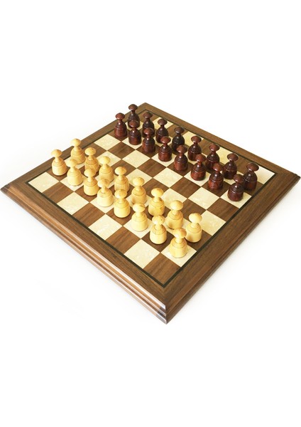 Masif Ceviz Sedefli Dama Takımı 40 cm KAHVE-50MM