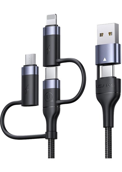 US-SJ547 Usb+Type-C To Type-C+Lightning+Microusb,1.2m 6 In 1 Hızlı Şarj ve Data Kablosu