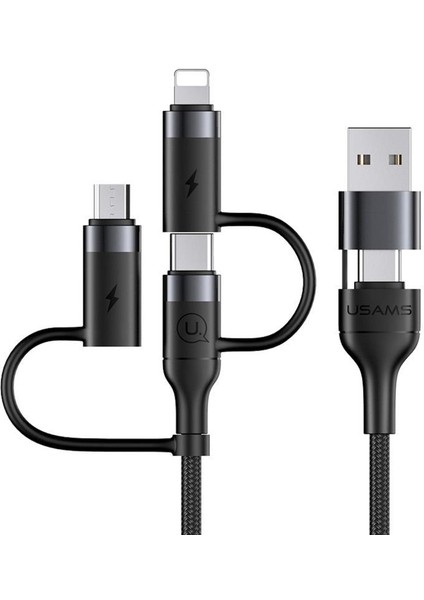 US-SJ547 Usb+Type-C To Type-C+Lightning+Microusb,1.2m 6 In 1 Hızlı Şarj ve Data Kablosu