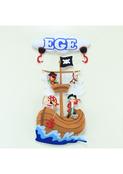 Ege Isimli Korsan Temalı Bebek Kapı Süsü