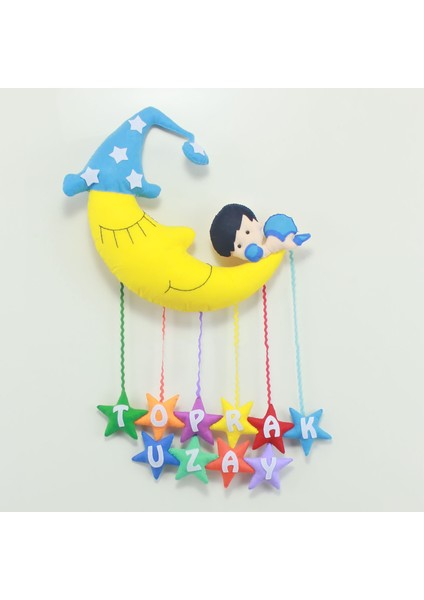Toprak Uzay Isimli Aydedeli Bebek Odası Kapı Süsü