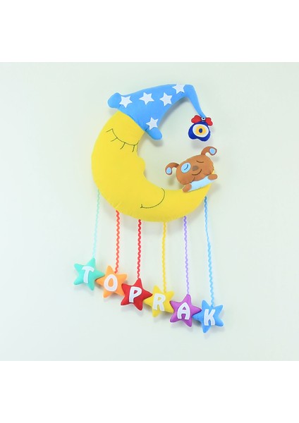 Toprak Isimli Aydedeli Yıldız Bebek Odası Kapı Süsü