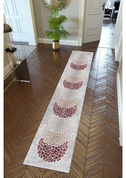 Yolluk Altın Kahverengi Gold Kaymaz Kesme Yıkanabilir Ince Dijital Baskı Koridor Halısı