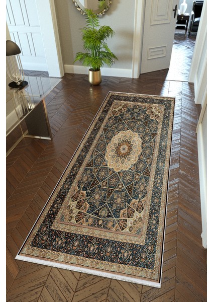 Yolluk Klasik Kahverengi Kaymaz Kesme Yıkanabilir Ince Dijital Baskı Koridor Halısı