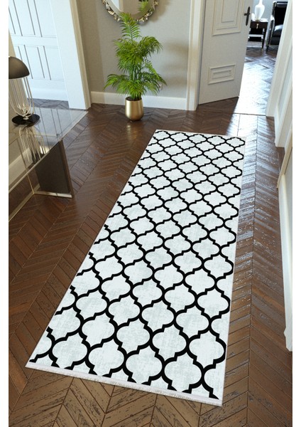 Yolluk Gri Siyah Krem Kaymaz Kesme Yıkanabilir Ince Dijital Baskı Koridor Halısı