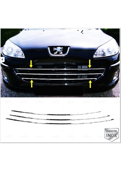 Peugeot 407 Sedan /sw Krom Ön Panjur 3 Parça 2004> Paslanmaz Çelik (Sedan-SW) fiyatları
