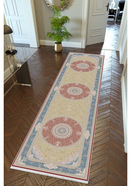 Yolluk Salon Halısı Bordo Kaymaz Kesme Yıkanabilir Ince Dijital Baskı Koridor Halısı