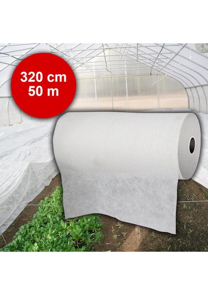 - 320CM x 50M Agril Isı Don Perdesi, Zirai Don Kırağı Örtü Metre 30GR Sera Toprak Örtüsü