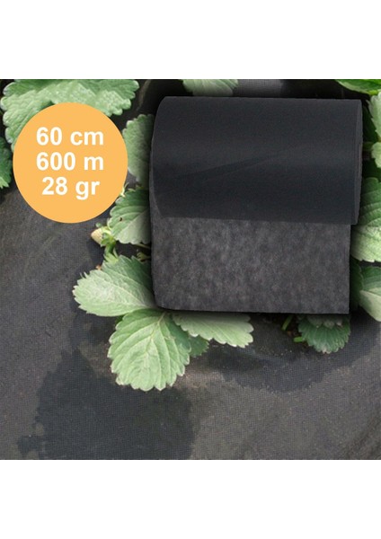 - 60CM x 600M Siyah Tekstil Mulch Siyah Agril 28 gr Tarımsal Ot Örtüsü Isı Don Perdesi Sera Toprak Örtüsü