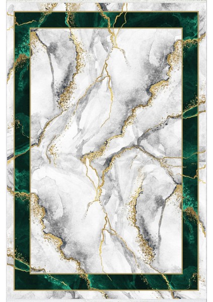 Yolluk Çerçeve Desenli Mermer Metalik Gri Yeşil Kaymaz Kesme Yıkanabilir Ince Koridor Halısı fiyatları