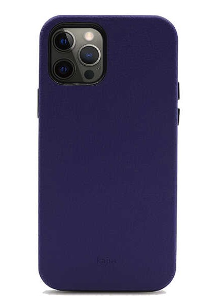 Apple iPhone 12 Pro Max Kılıf Kadife İç Yüzey Deri Görünüm Özel Tasarım Kajsa Litchi Kapak Mavi