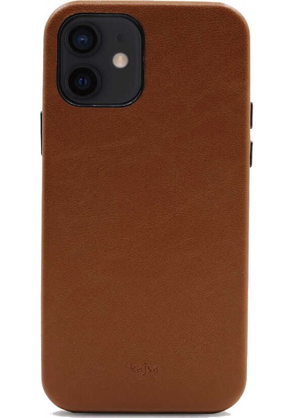 Apple iPhone 12 Kılıf Kadife İç Yüzey Deri Görünüm Özel Tasarım Kajsa Crazy Horse Kapak Kahverengi
