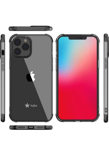 Apple iPhone 12 Pro Max Kılıf Darbe Emici Kenar Airbag Kajsa Transparent Kapak Renkli