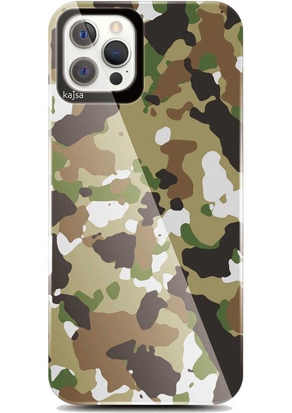 Apple iPhone 12 Pro Max Kılıf Kamuflaj Tasarım Kajsa Camo Kapak NO2 Renkli