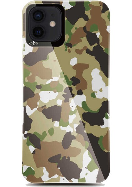 Apple iPhone 12 Kılıf Kamuflaj Tasarım Kajsa Camo Kapak NO2 Renkli