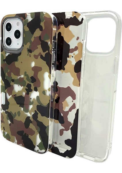 Apple iPhone 12 Kılıf Kamuflaj Tasarım Kajsa Camo Kapak NO2 Renkli fiyatları