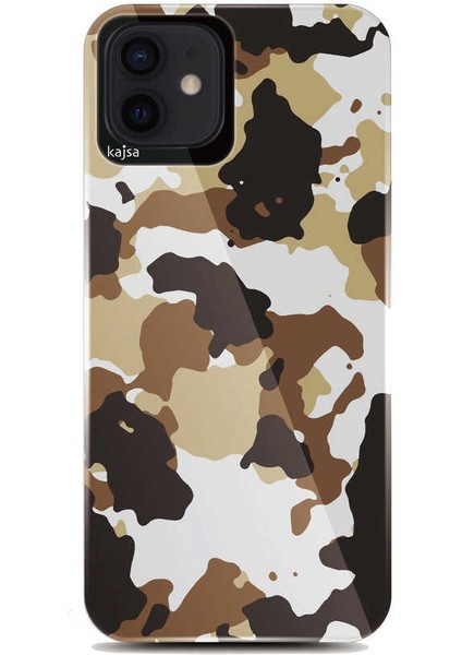 Apple iPhone 12 Kılıf Kamuflaj Tasarım Kajsa Camo Kapak NO4 Renkli