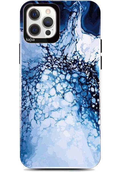 Apple iPhone 12 Pro Max Kılıf Ebru Sanatı Tasarımlı Kajsa Lava Kapak NO3 Renkli