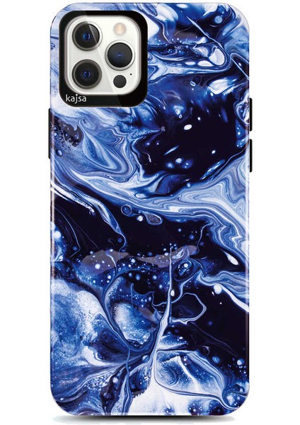 Apple iPhone 12 Pro Kılıf Ebru Sanatı Tasarımlı Kajsa Lava Kapak NO4 Renkli