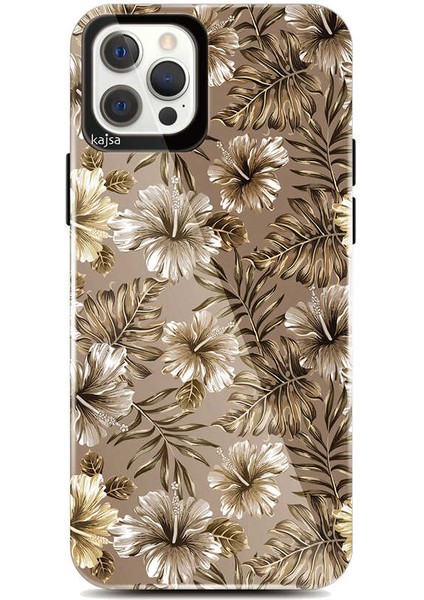 Apple iPhone 12 Pro Kılıf Çiçek Tasarımlı Kajsa Botanic Kapak NO1 Renkli