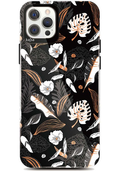 Apple iPhone 12 Pro Kılıf Çiçek Tasarımlı Kajsa Botanic Kapak NO2 Renkli
