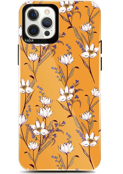 Apple iPhone 12 Pro Kılıf Çiçek Tasarımlı Kajsa Botanic Kapak NO4 Renkli