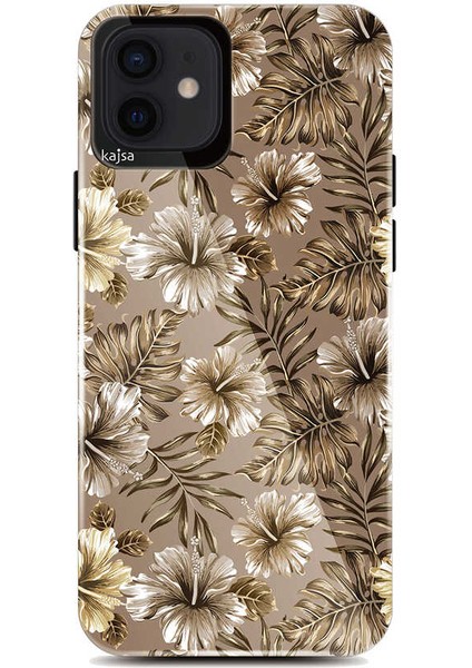Apple iPhone 12 Kılıf Çiçek Tasarımlı Kajsa Botanic Kapak NO1 Renkli