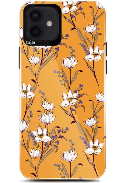 Apple iPhone 12 Kılıf Çiçek Tasarımlı Kajsa Botanic Kapak NO4 Renkli