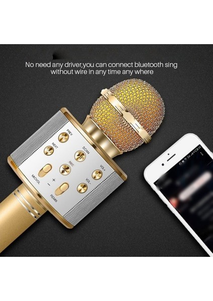 Ios Android Telefon Bilgisayar Karaoke Içın Hoparlörlü El Kablosuz Bluetooth Mikrofon (Yurt Dışından)