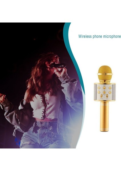 Ios Android Telefon Bilgisayar Karaoke Içın Hoparlörlü El Kablosuz Bluetooth Mikrofon (Yurt Dışından)