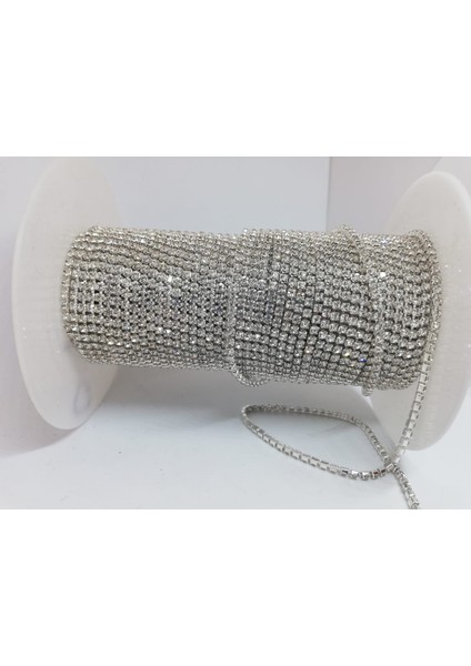 Ss8-2 mm Kristal Cam Taşlı Sık Şerit Beyaz 1 Metre fiyatları