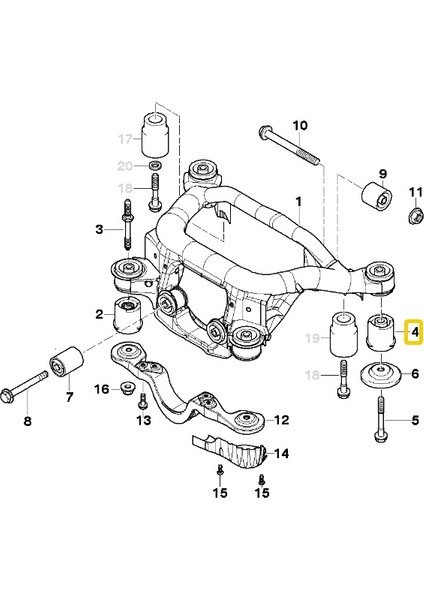 Bmw E46 X3 ve Z4 Uyumlu Febi Arka Travers Takozu 33316770781