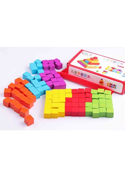 Ahşap Eğitici Geliştirici 100'LÜ Renkli Küp Seti