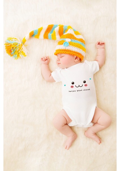 Unisex Bebek Herşey Güzel Olacak Baskılı Body Zıbın