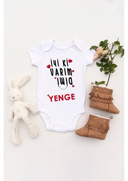 Unisex Bebek Iyi Ki Varım Dimi Yenge Baskılı Body Zıbın