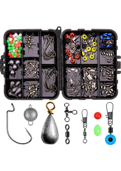 165X Premium Sazan Olta Takımı Kutusu Kurşun Lavabo Döner Snaps Stoper Kanca Siyah fiyatları