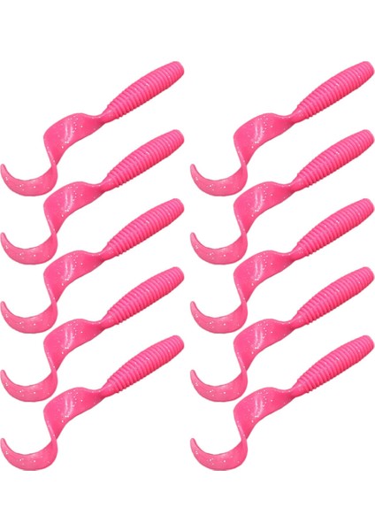 10 Adet Aydınlık Plastik Grub Yumuşak Balıkçılık Cazibesi Mikro Jig Baş Aracı Pembe