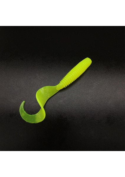10 Adet Aydınlık Plastik Grub Yumuşak Solucan Balıkçılık Cazibesi Mikro Jig Baş Aracı Sarı
