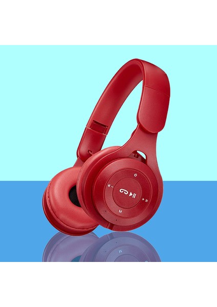 Kablosuz Bluetooth Kulaklık Üzerinde Kulak Katlanır Yumuşak Earmuffs Pc Telefon Kırmızı Için