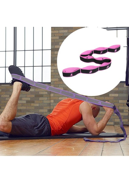 Yoga Çekme Kayışı Fitness Egzersiz Bale Germe Bant Döngü Pink_8 Döngüler(Yurt Dışından) fırsatları