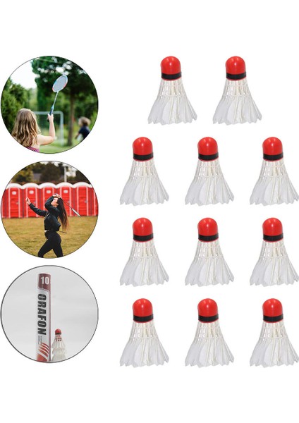 Strade Store Badminton Shuttlecocks Dayanıklı Kaz Tüy Badminton Ball Birdies Eğitim 11X Beyaz + Kırmızı Kafa