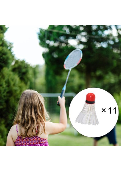 Strade Store Badminton Shuttlecocks Dayanıklı Kaz Tüy Badminton Ball Birdies Eğitim 11X Beyaz + Kırmızı Kafa